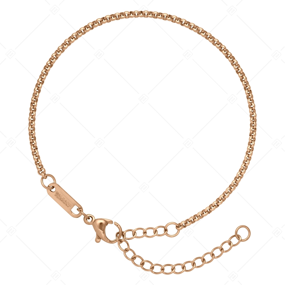 BALCANO - Belcher / Bracelet type chaîne à maille rolo en acier inoxydable plaqué or rose 18K - 2 mm (441303BC96)