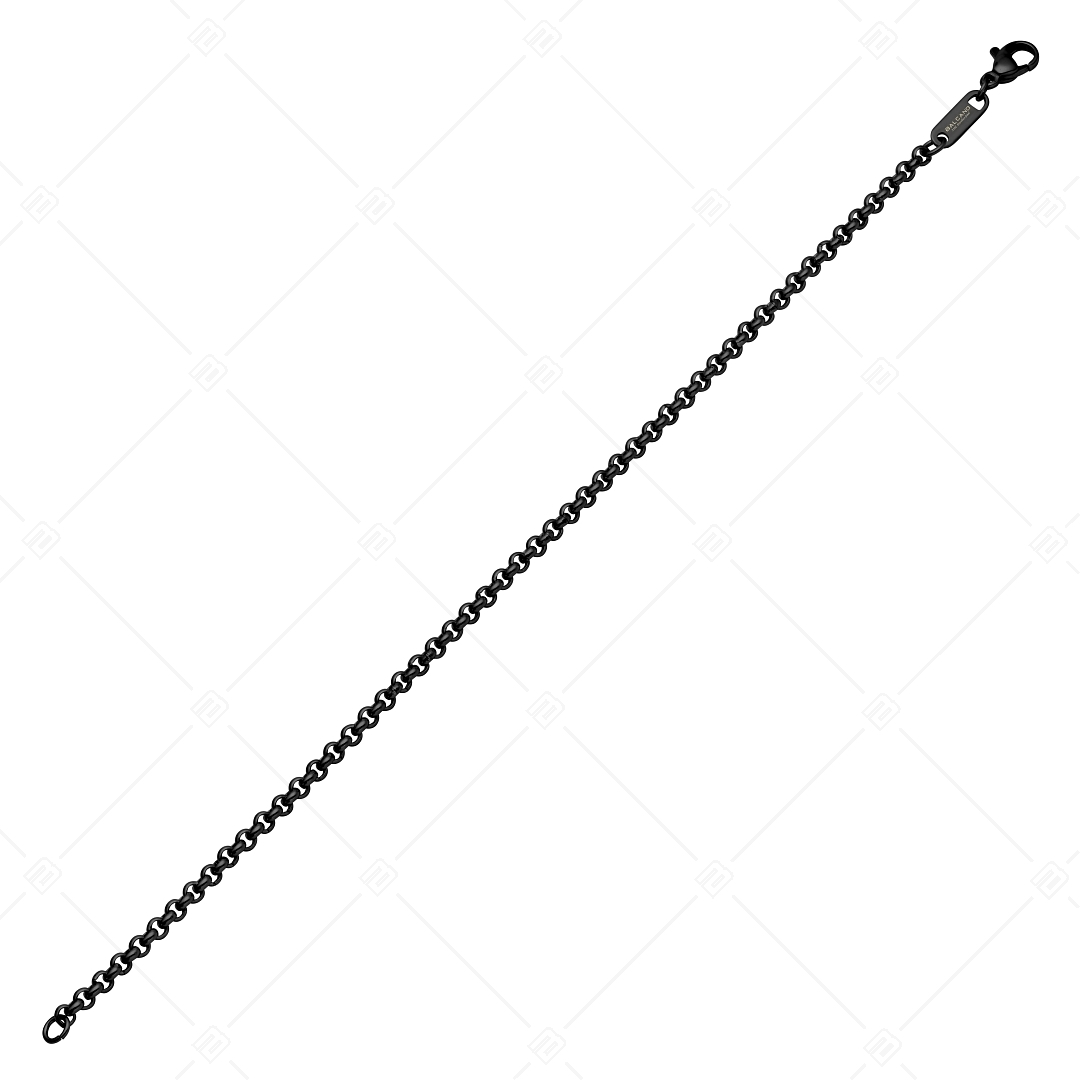 BALCANO - Belcher / Bracelet type chaîne à maille rolo en acier inoxydable avec plaqué PVD noir - 3 mm (441305BC11)