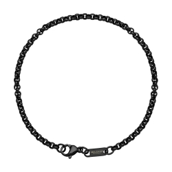 BALCANO - Belcher / Edelstahl Belcher Ketten-Armband mit schwarzer PVD-Beschichtung - 3 mm