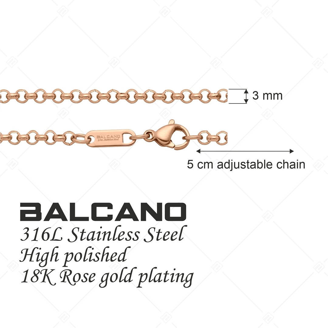 BALCANO - Belcher / Edelstahl Belcher Ketten-Armband mit 18K Rosévergoldung - 3 mm (441305BC96)