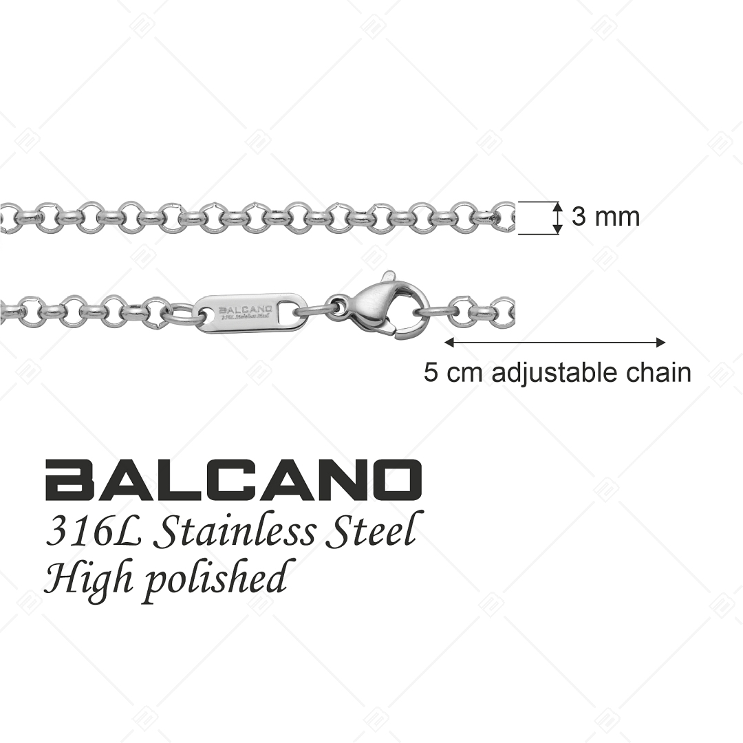 BALCANO - Belcher / Edelstahl Belcher Ketten-Armband mit Hochglanzpolierung - 3 mm (441305BC97)