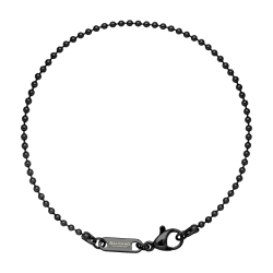 BALCANO - Ball Chain / Bracelet maillle de baies en acier inoxydable avec revêtement PVD noir - 1,5 mm