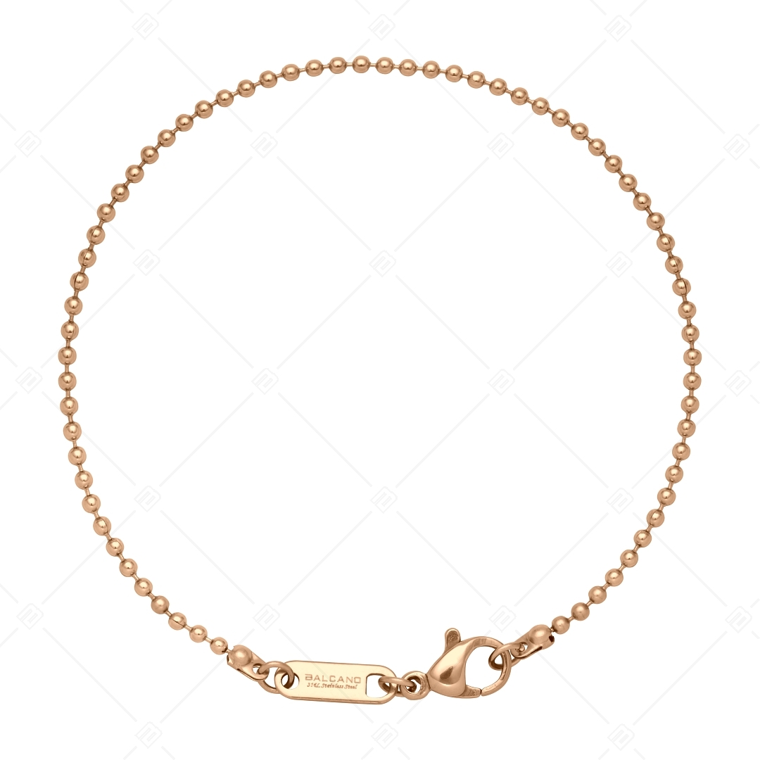 BALCANO - Ball Chain / Stainless Steel Ball Chain-Bracelet, 18K Rose Gold Plated - 1,5 mm (441312BC96)