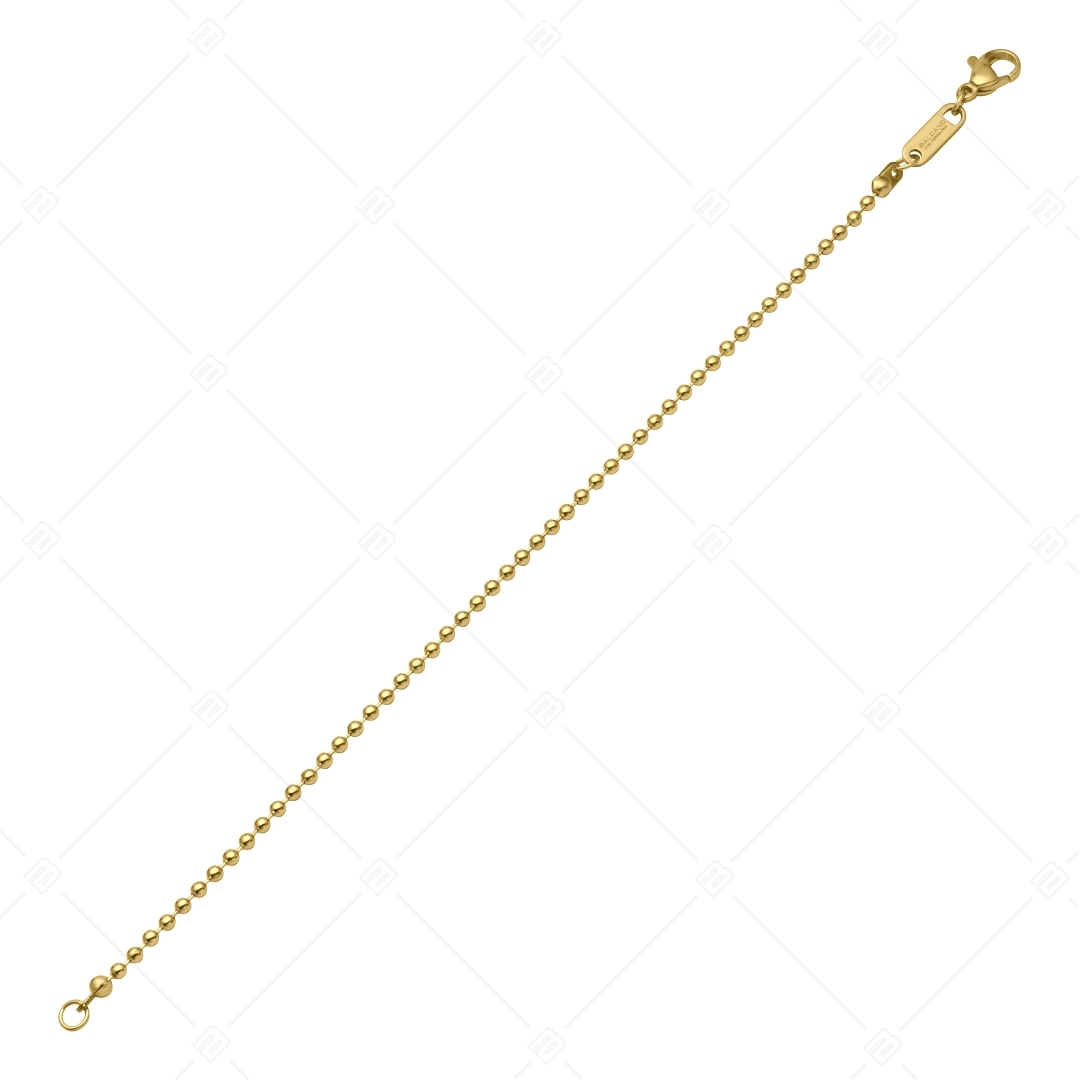 BALCANO - Ball Chain / Stainless Steel Ball Chain-Anklet, 18K Gold Plated - 2 mm (441313BC88)