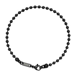 BALCANO - Ball Chain / Bracelet maille de baies en acier inoxydable avec revêtement PVD noir - 3 mm