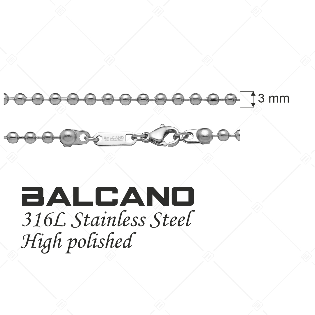 BALCANO - Ball Chain / Edelstahl Kugelkette-Armband mit Spiegelglazpolierung - 3 mm (441315BC97)