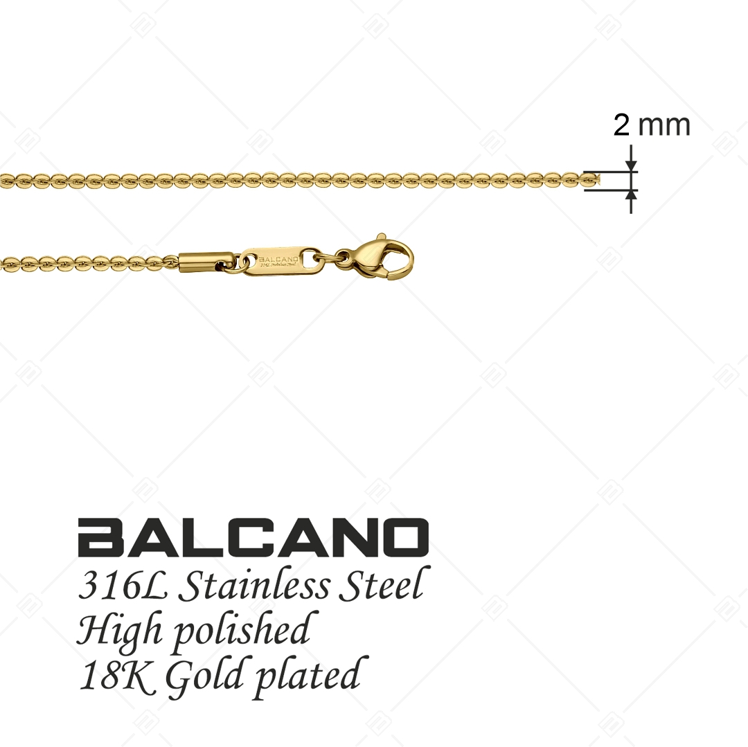 BALCANO - Coffee Chain / Bracelet chaîne de café en acier inoxydable plaqué or 18K - 2 mm (441338BC88)
