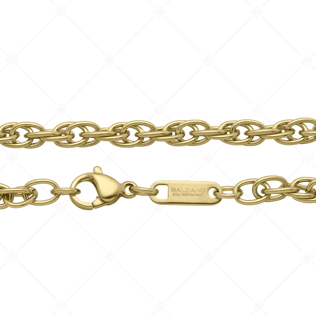 BALCANO - Prince of Wales / Edelstahl Prince of Wales Ketten-Armband mit 18K Gold Beschichtung - 4 mm (441356BC88)