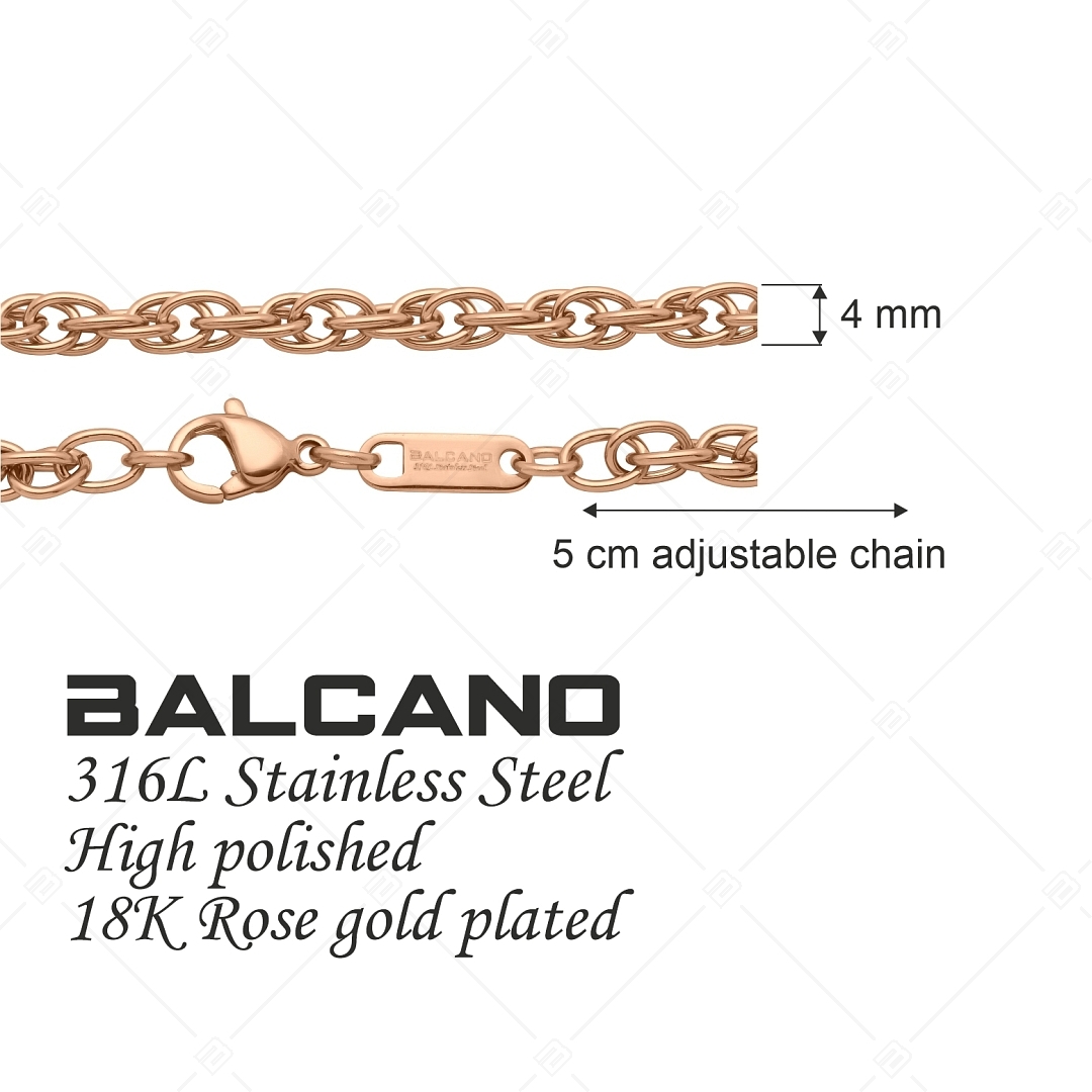 BALCANO - Prince of Wales / Bracelet  à maillon galloise en acier inoxydable plaqué or rose 18K - 4 mm (441356BC96)