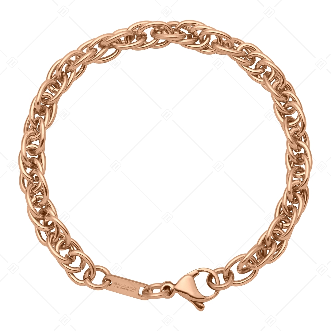 BALCANO - Prince of Wales / Stainless Steel Prince of Wales Chain-Bracelet, 18K Rose Gold Plated - 6 mm (441358BC96)