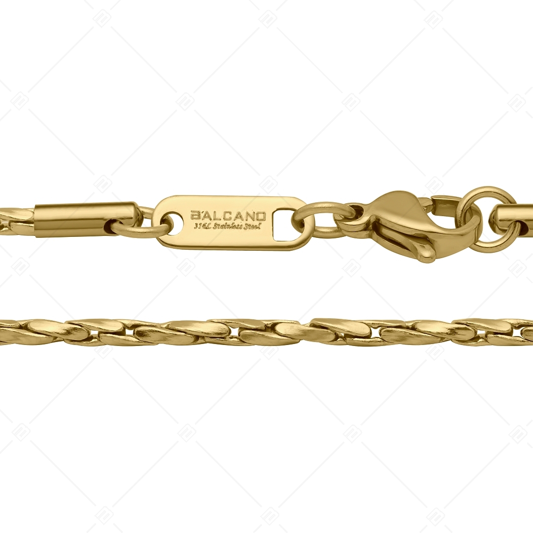 BALCANO - Twisted Cobra / Stainless Steel Twisted Crimpable Chain-Bracelet, 18K Gold Plated - 1,8 mm (441362BC88)