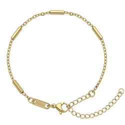 BALCANO - Bar & Link Chain / Stainless Steel Bracelet, 18K gold plated