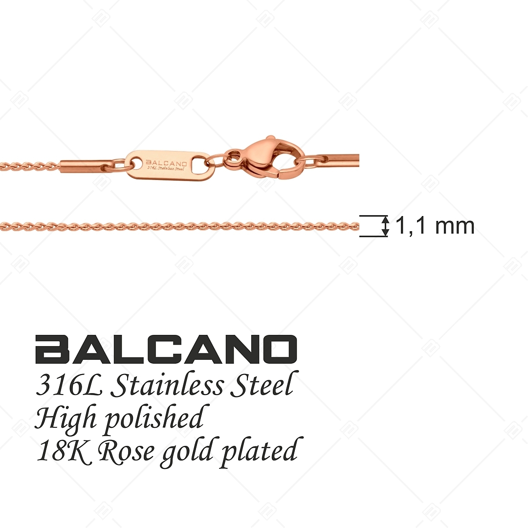 BALCANO - Spiga Chain bracelet, 18K rose gold plated - 1,1 mm (441400BC96)