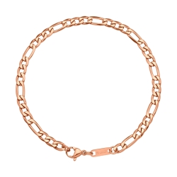BALCANO - Figaro / Stainless Steel Figaro 3+1 Chain-Bracelet, 18K Rose Gold Plated - 4 mm