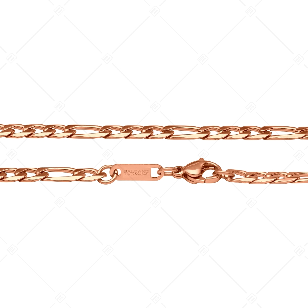 BALCANO - Fiagro / Edelstahl Figarokette 3+1 Kettenöse-Armband mit 18K Rosévergoldung  - 4 mm (441417BC96)