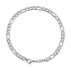BALCANO -  Fiagro / Edelstahl Figarokette 3+1 Kettenöse-Armband mit Spiegelglanzpolierung - 4 mm