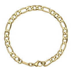 BALCANO - Figaro / Stainless Steel Figaro 3+1 Chain-Bracelet, 18K Gold Plated - 6 mm