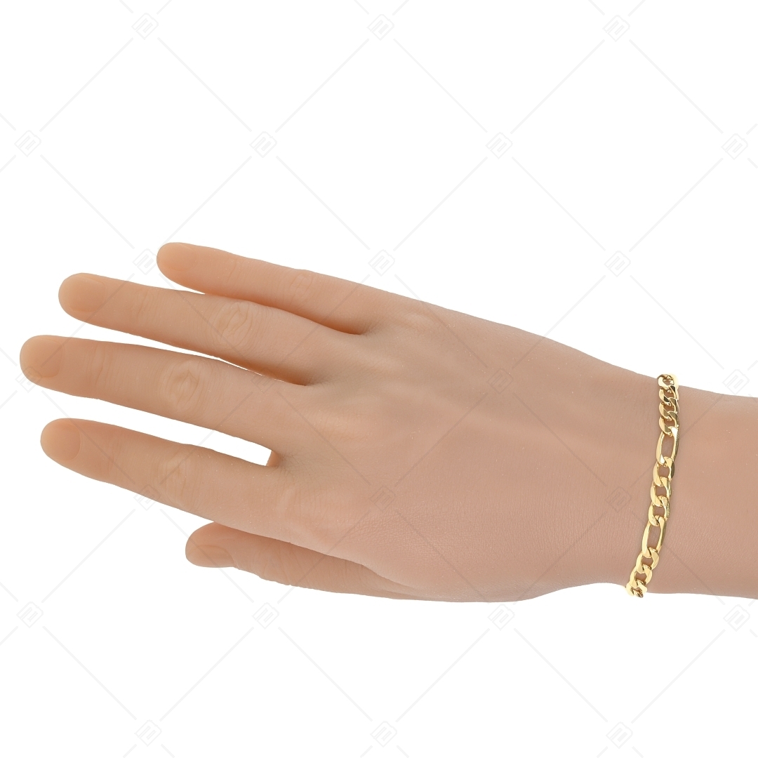 BALCANO - Figaro / Edelstahl Figarokette 3+1 Kettenöse-Armband mit 18K Gold Beschichtung - 6 mm (441418BC88)