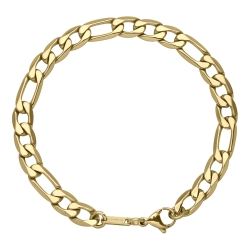 BALCANO - Figaro / Edelstahl Figarokette 3+1 Kettenöse-Armband mit 18K Gold Beschichtung - 8 mm