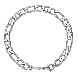 BALCANO - Fiagro / Edelstahl Figarokette 3+1 Kettenöse-Armband mit Spiegelglanzpolierung - 8 mm