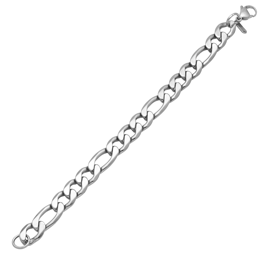 BALCANO - Figaro / Bracelet Figaro à maille 3+1 en acier inoxydable avec hautement polie - 12 mm (441420BC97)