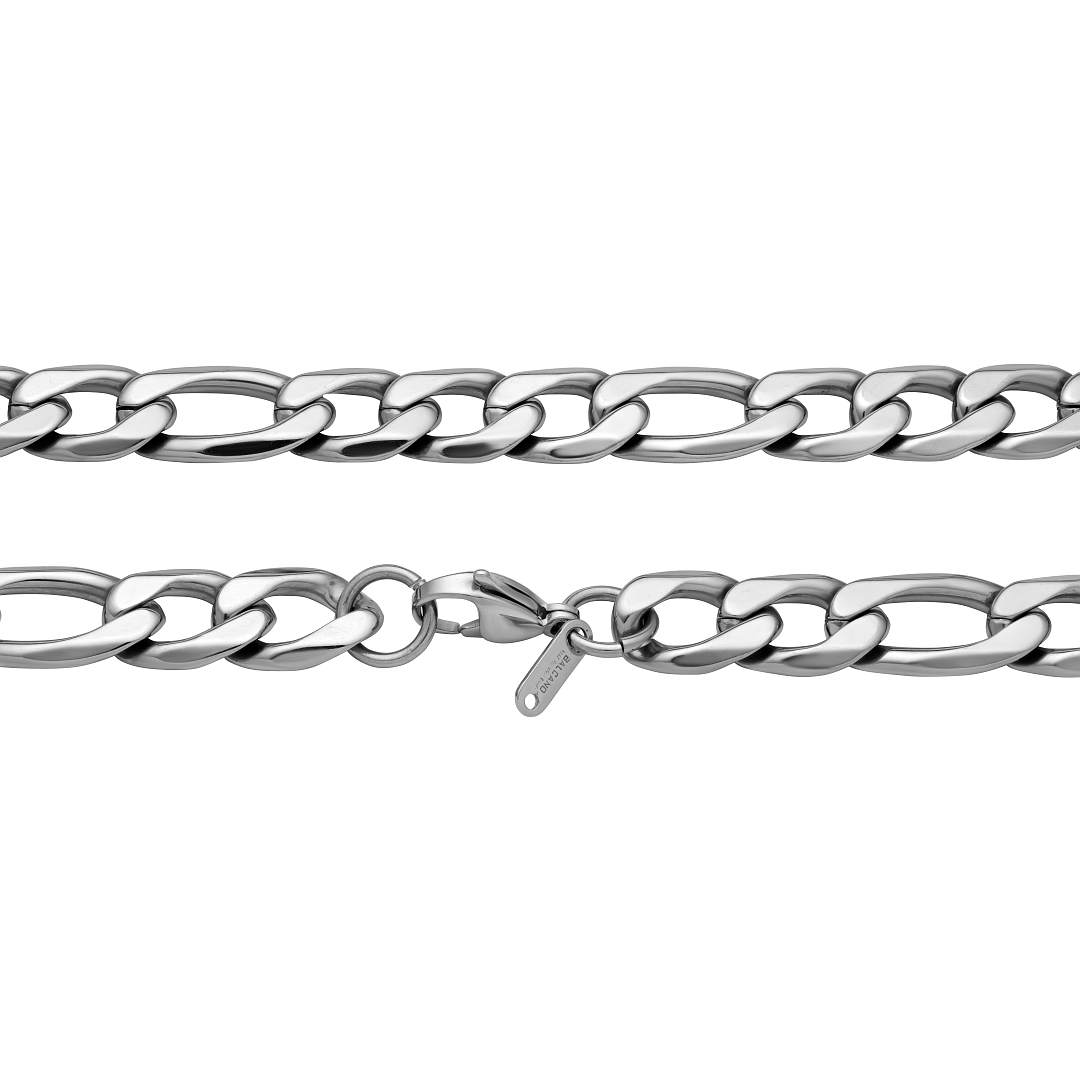BALCANO - Figaro / Bracelet Figaro à maille 3+1 en acier inoxydable avec hautement polie - 12 mm (441420BC97)
