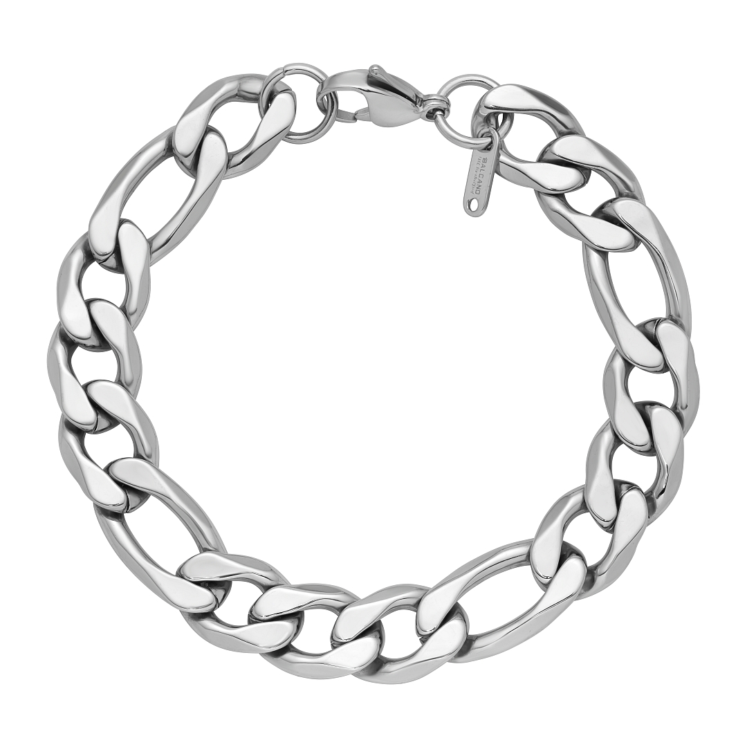 BALCANO - Figaro / Bracelet Figaro à maille 3+1 en acier inoxydable avec hautement polie - 12 mm (441420BC97)