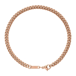 BALCANO - Curb / Stainless Steel Curb Chain-Bracelet, 18K Rose Gold Plated - 4 mm