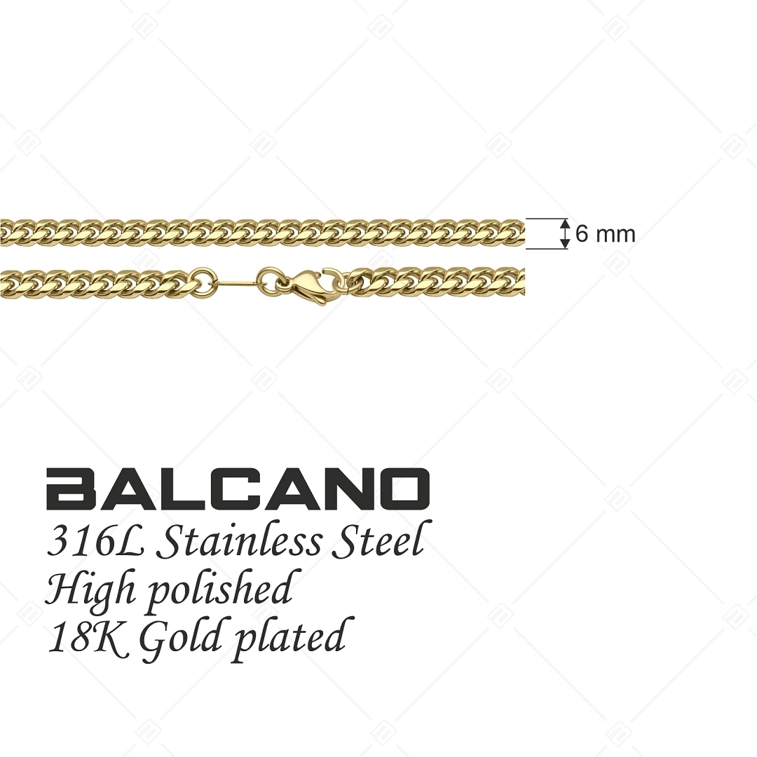 BALCANO - Curb / Bracelet type chaîne Pancer en acier inoxydable plaqué or 18K - 6 mm (441428BC88)