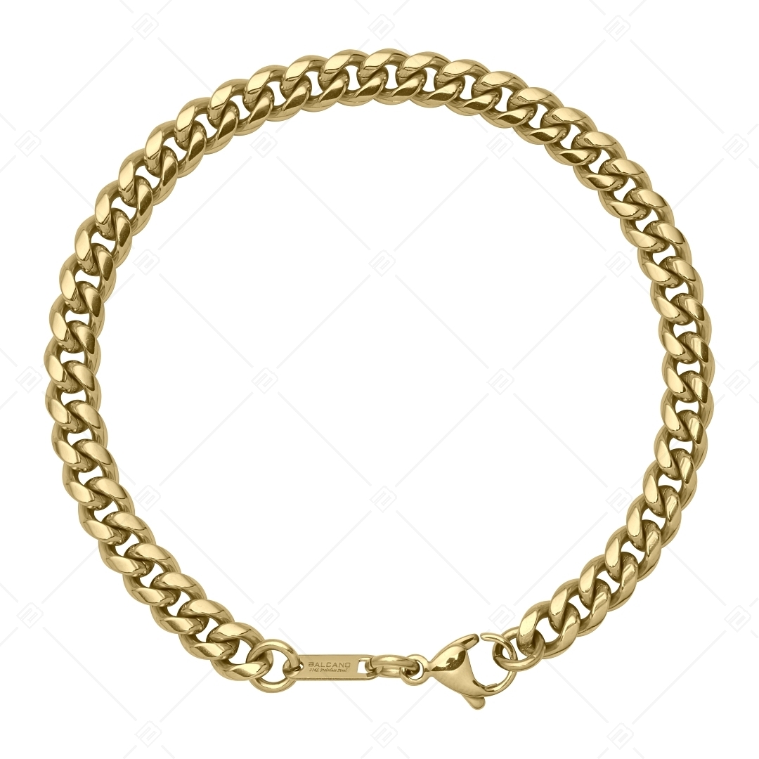 BALCANO - Curb / Stainless Steel Curb Chain-Bracelet, 18K Gold Plated - 6 mm (441428BC88)