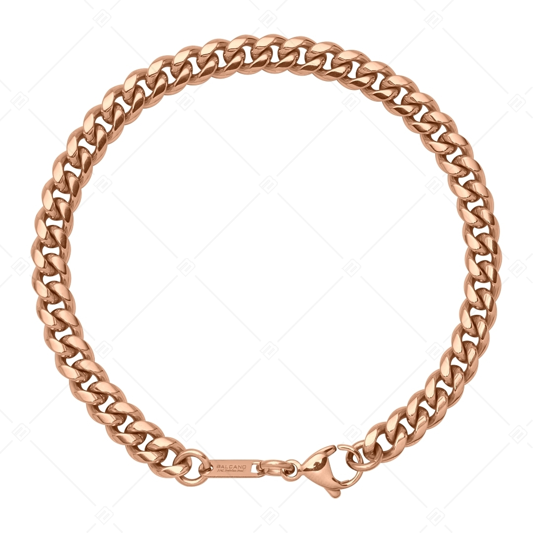 BALCANO - Curb / Stainless Steel Curb Chain-Bracelet, 18K Rose Gold Plated - 6 mm (441428BC96)