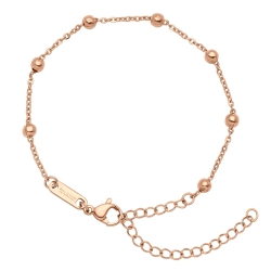 BALCANO - Beaded Cable Chain bracelet, 18K rose gold plated - 1,5 mm