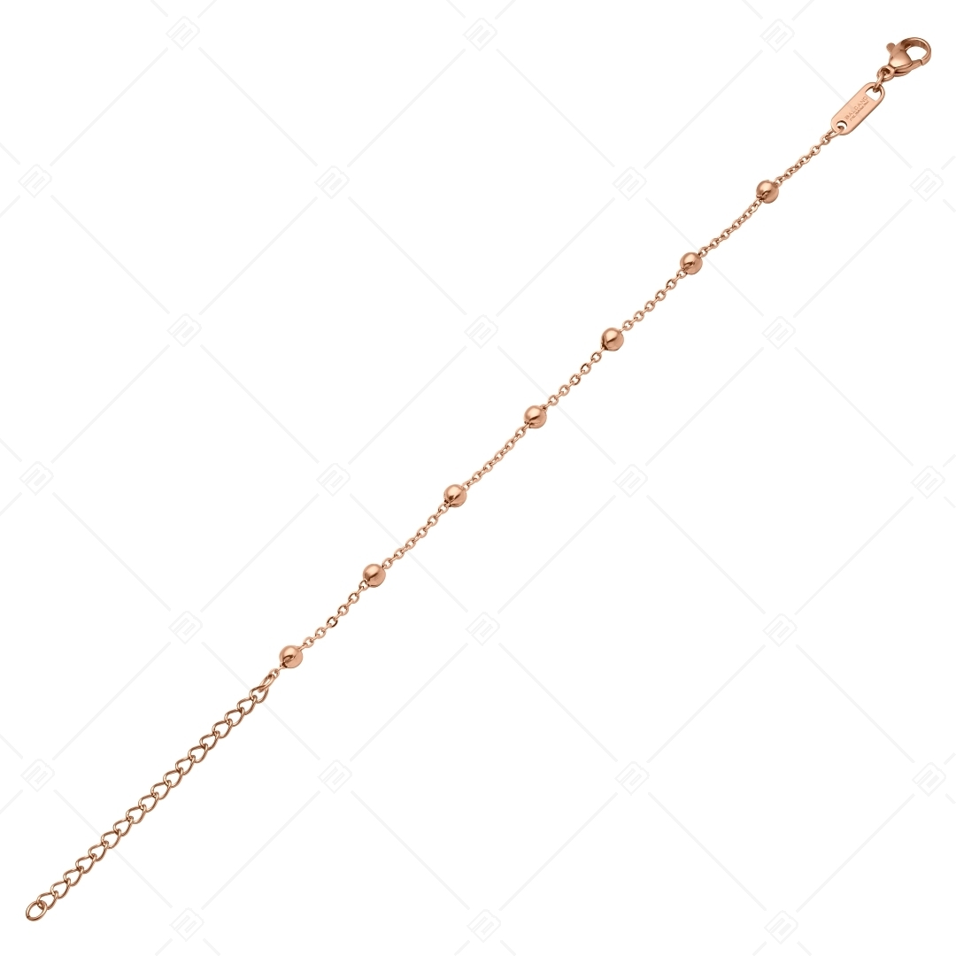 BALCANO - Beaded Cable / Edelstahl Ankerkette-Armband mit Kugeln, 18K Rosévergoldung - 1,5 mm (441452BC96)