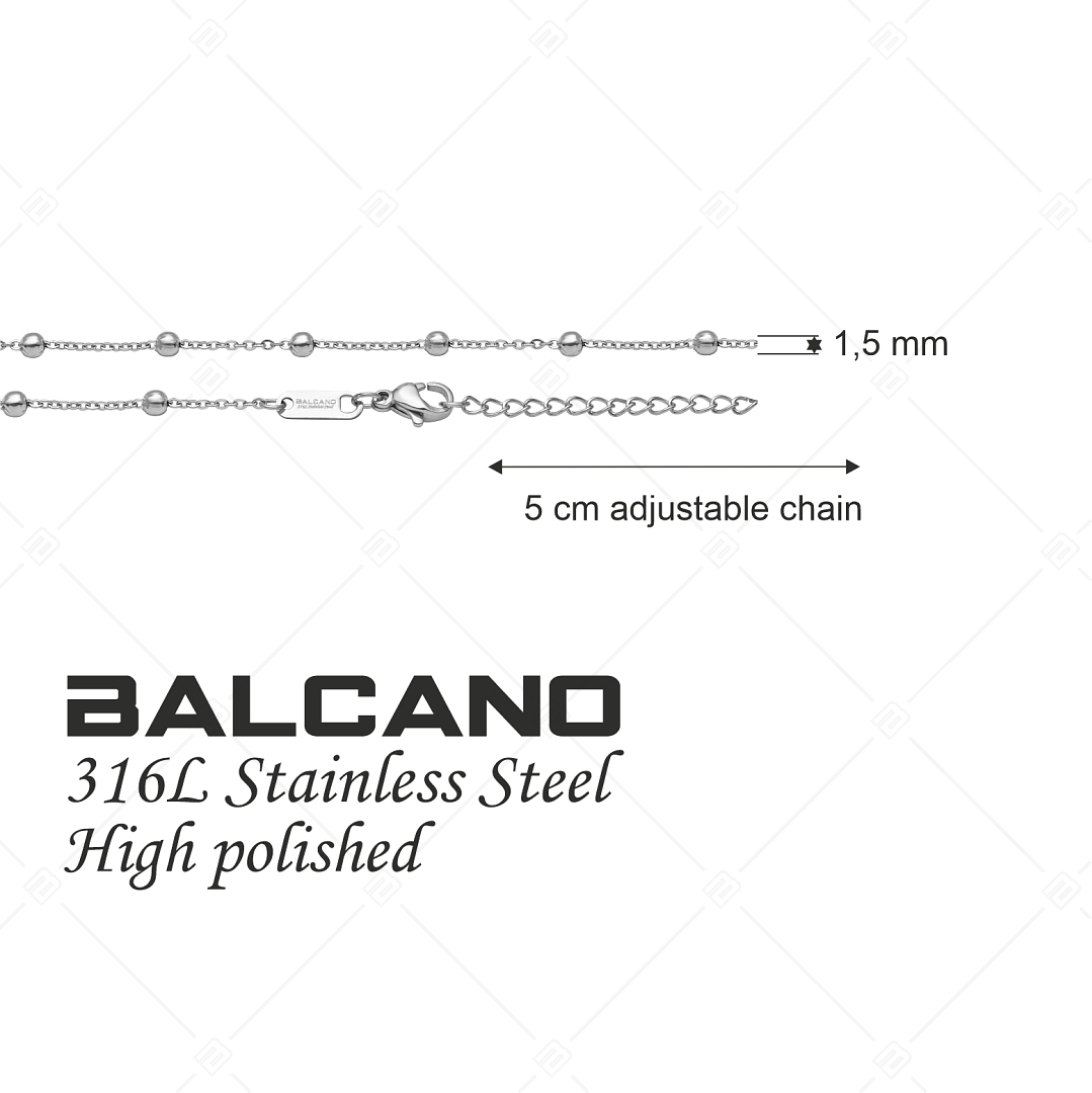 BALCANO - Beaded Cable / Edelstahl Ankerkette-Armband mit Kugeln und Hochglanzpolierung - 1,5 mm (441452BC97)