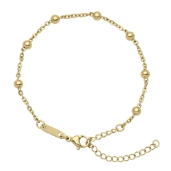 BALCANO - Beaded Cable / Stainless Steel Beaded Cable Chain-Bracelet, 18K Gold Plated - 2 mm