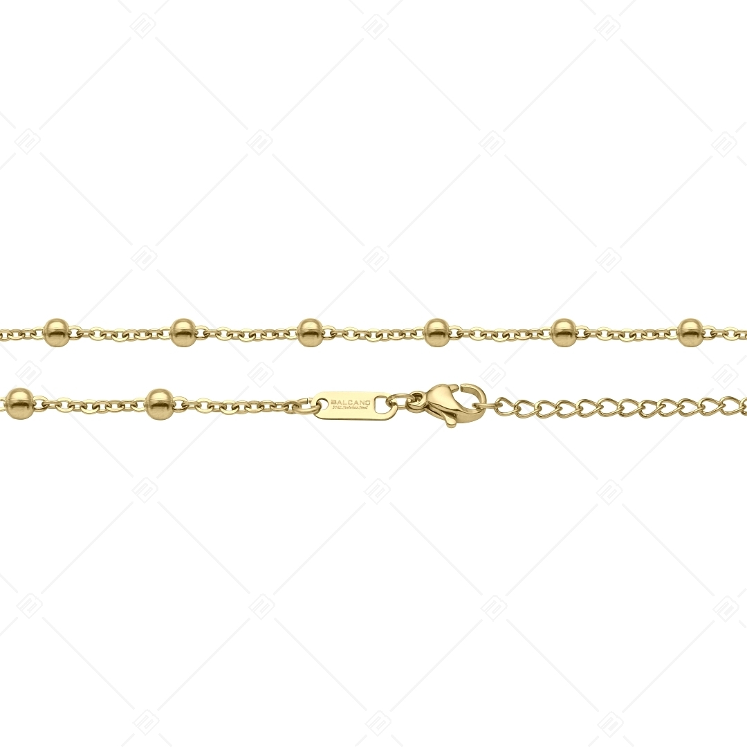 BALCANO - Beaded Cable / Edelstahl Ankerkette-Armband mit Kugeln, 18K Gold Beschichtung - 2 mm (441453BC88)