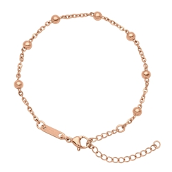 BALCANO - Beaded Cable / Stainless Steel Beaded Cable Chain-Bracelet, 18K Rose Gold Plated - 2 mm