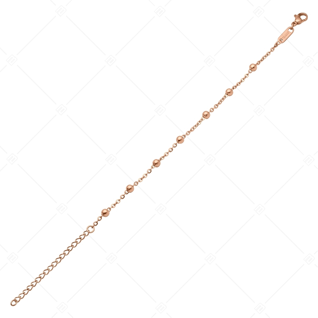 BALCANO - Beaded Cable / Edelstahl Ankerkette-Armband mit Kugeln, 18K Rosévergoldung - 2 mm (441453BC96)