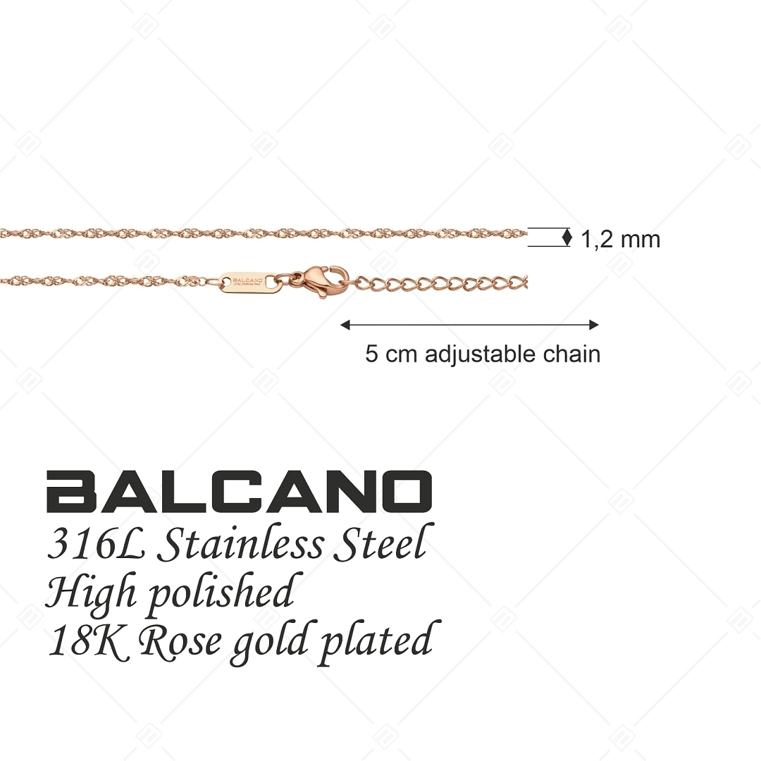 BALCANO - Singapore / Bracelet  type chaîne Singapour en acier inoxydable plaqué or rose 18K - 1,2 mm (441461BC96)