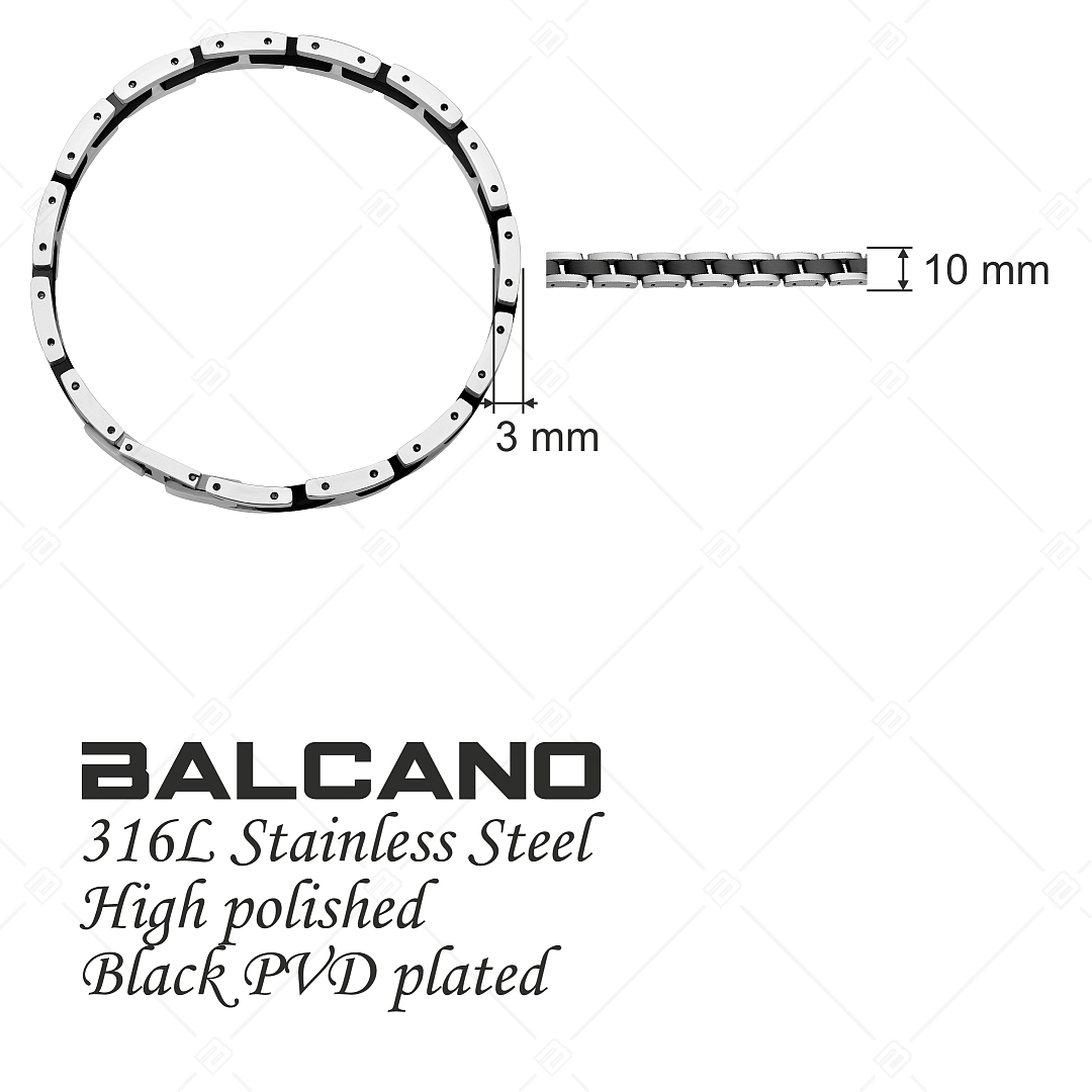 BALCANO - Luke / Edelstahl Armband mit Spiegelglanzpolierung und schwarzer PVD-Beschichtung (441468BC11)
