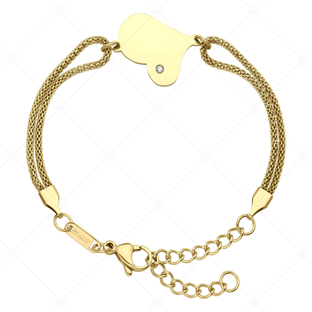 BALCANO - Lucy / Coeur asymétrique bracelet en acier inoxydable avec pierres précieuses zirconium, plaqué or 18K (441469BC88)
