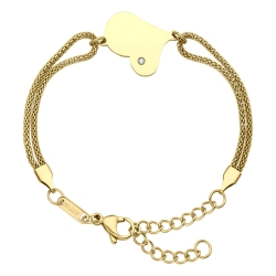 BALCANO - Lucy / Coeur asymétrique bracelet en acier inoxydable avec pierres précieuses zirconium, plaqué or 18K