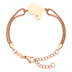 BALCANO - Lucy / Asymmetric Heart Stainless Steel Bacelet with Zirconia Gemstone, 18K Rose Gold Plated