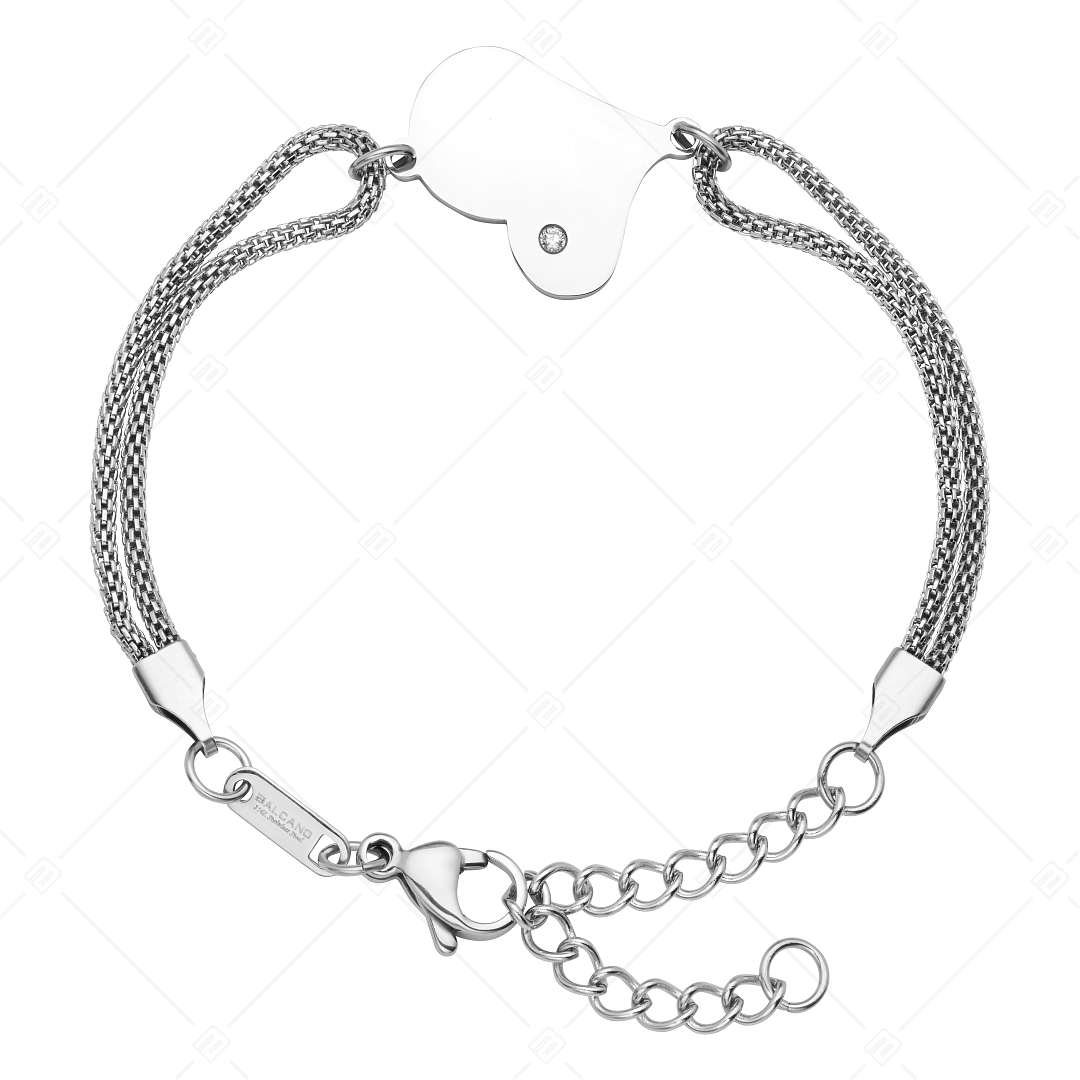 BALCANO - Lucy / Coeur asymétrique bracelet en acier inoxydable avec pierres précieuses zirconium, avec hautement polie (441469BC97)