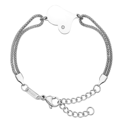 BALCANO - Lucy / Coeur asymétrique bracelet en acier inoxydable avec pierres précieuses zirconium, avec hautement polie
