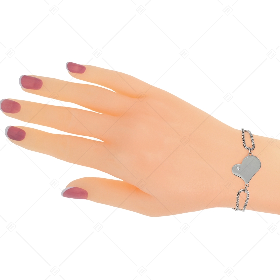 BALCANO - Lucy / Asymmetrisches Herz Edelstahl Armband mit Zirkonia Edelstein, hochlglanzpoliert (441469BC97)
