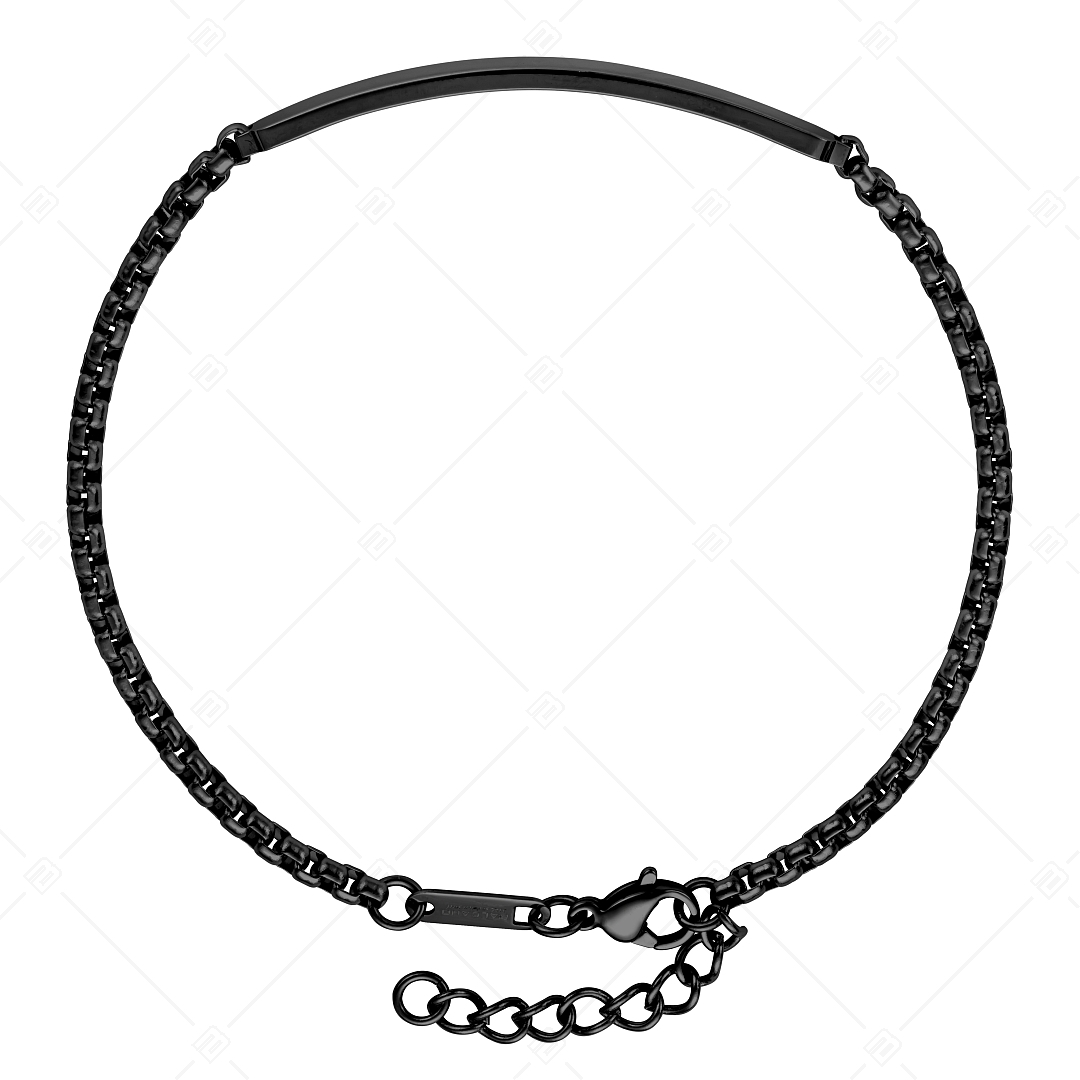 BALCANO - Steve / Engravable Stainless Steel Bracelet Round Venetian Cube Chain, Black PVD Plated - 3mm (441470EG11)