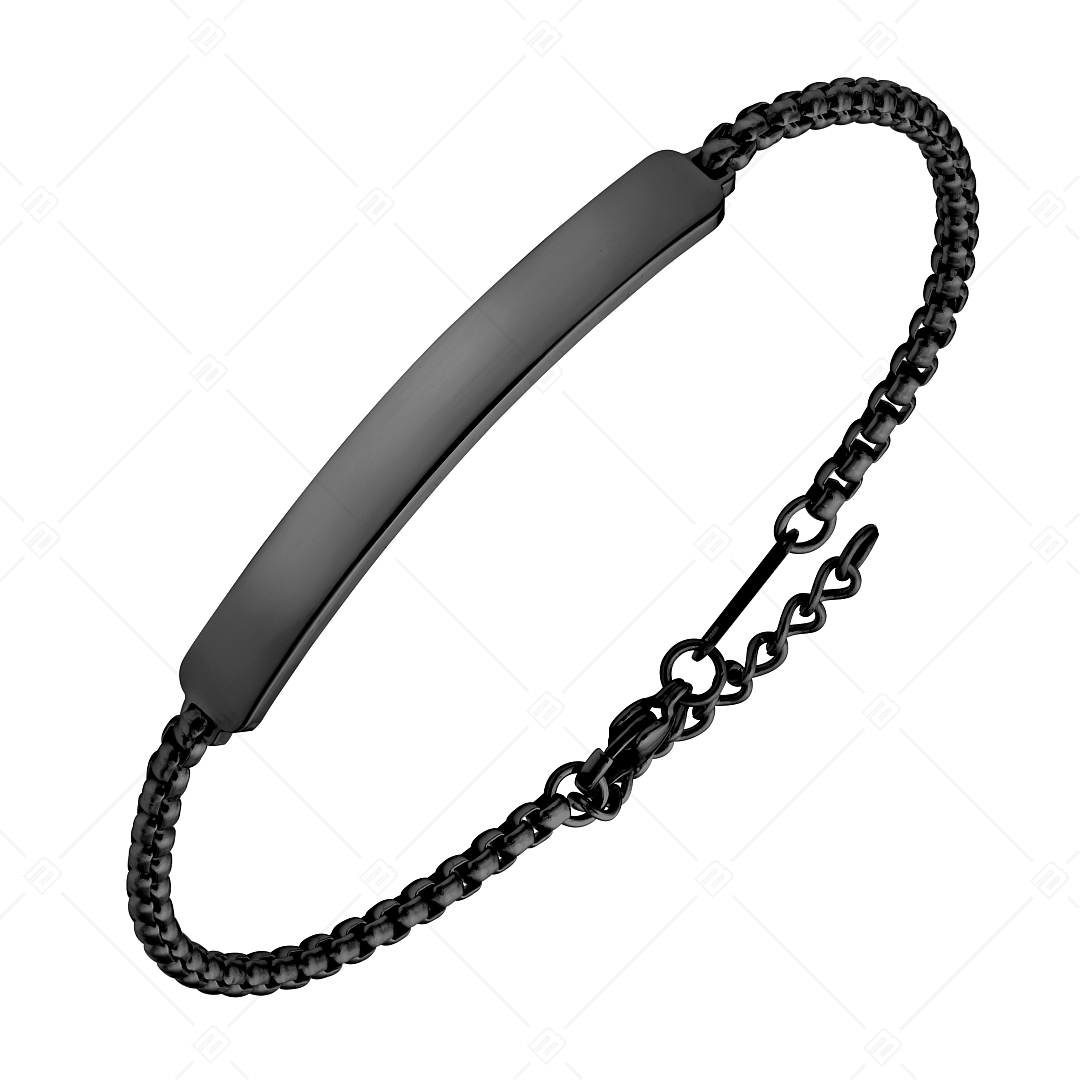 BALCANO - Steve /  Bracelet gravable en acier inoxydable, chaîne cube vénitienne ronde avec plaqué PVD noir - 3mm (441470EG11)