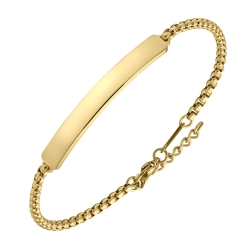 BALCANO - Steve / Engravable Stainless Steel Bracelet Round Venetian Cube Chain, 18K Gold Plated - 3mm