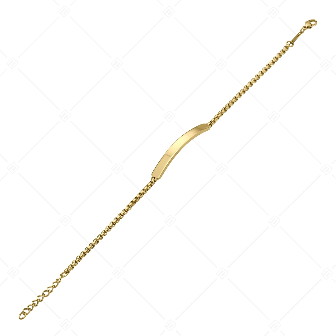 BALCANO - Steve / Engravable Stainless Steel Bracelet Round Venetian Cube Chain, 18K Gold Plated - 3mm (441470EG88)